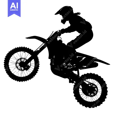 Aset desain premium: Silhouette of a Motocross Rider Doing a Wheelie