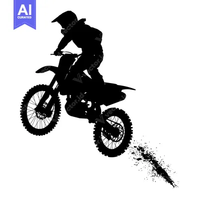 Aset premium populer: Silhouette of a Motocross Rider Performing a Jump