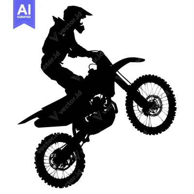 Aset premium populer: Silhouette of a Motocross Rider Performing a Wheelie