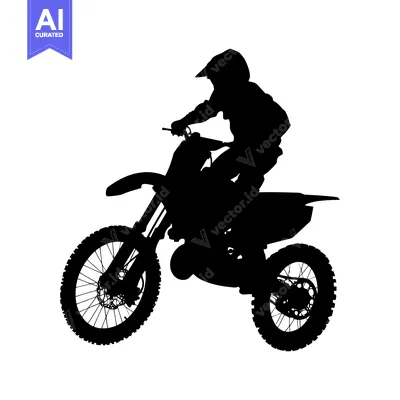 Premium design asset: Silhouette of a Motocross Rider on a Dirt Bike