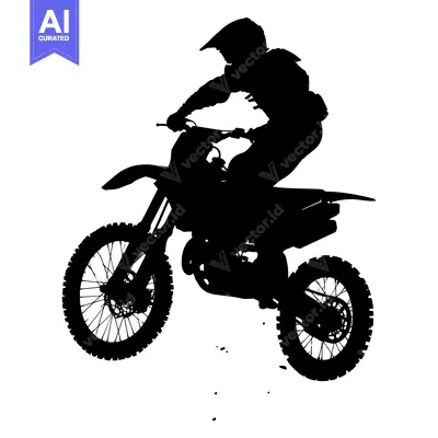 Aset premium populer: Silhouette of a Motocross Rider in Mid-Air