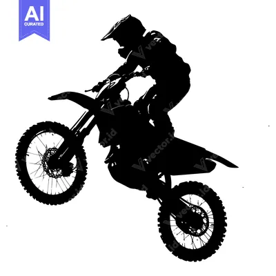 Aset desain premium: Silhouette of a Motocross Rider in Mid-Air