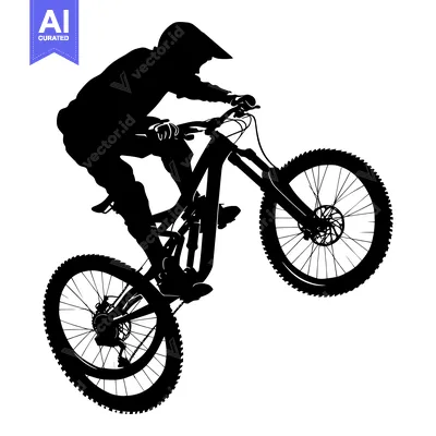 Premium design asset: Silhouette of a Mountain Biker Performing a Wheelie