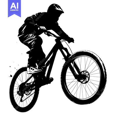 Aset premium populer: Silhouette of a Mountain Biker in mid-air