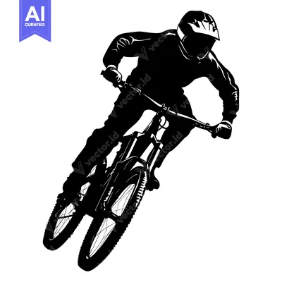 Aset premium populer: Silhouette of a Mountain Biker in Mid-Air