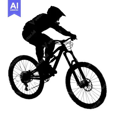 Aset premium populer: Silhouette of a Mountain Biker Riding Downhill