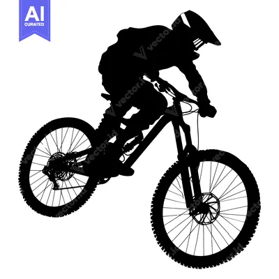 Aset premium populer: Silhouette of a Mountain Biker in Mid-Air