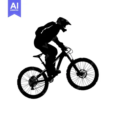 Premium design asset: Silhouette of a Mountain Biker in Mid-Air