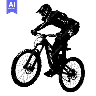 Aset premium populer: Silhouette of a Mountain Biker in Mid-Air
