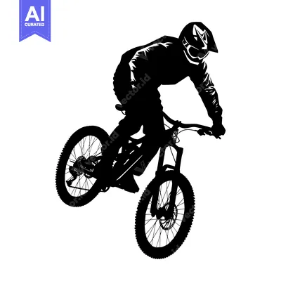 Aset premium populer: Silhouette of a Mountain Biker in Mid-Air