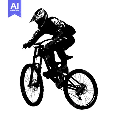 Premium design asset: Silhouette of a Mountain Biker in Mid-Air