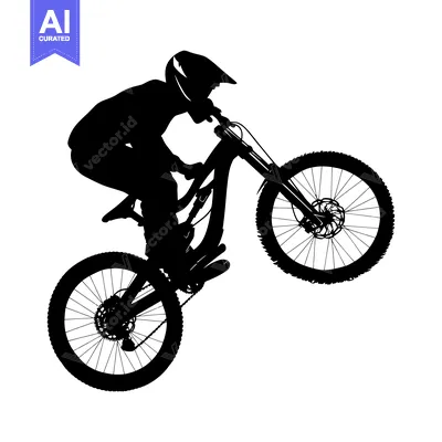 Premium design asset: Silhouette of a Mountain Biker Performing a Wheelie
