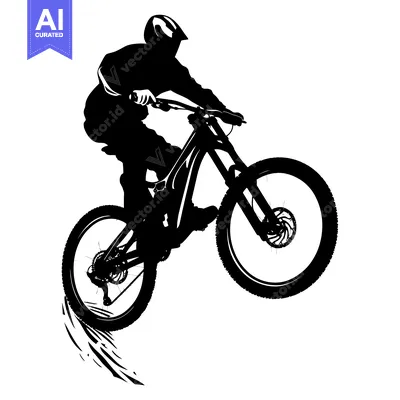 Aset premium populer: Silhouette of a Mountain Biker in Mid-Air