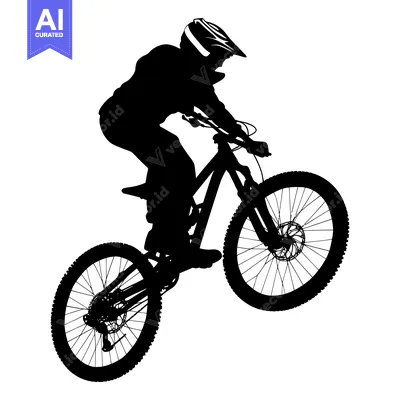 Aset premium populer: Silhouette of a Mountain Biker Performing a Wheelie