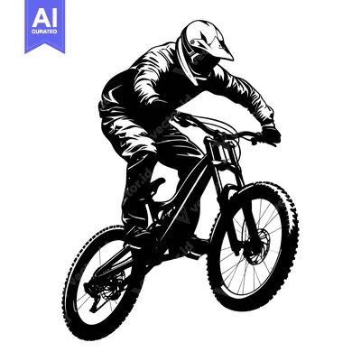 Premium design asset: Silhouette of a Mountain Biker in Mid-Air During a Jump