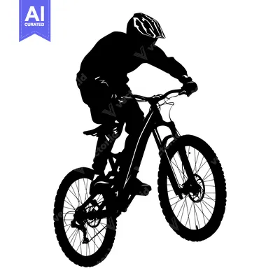 Aset premium populer: Silhouette of a Mountain Biker Performing a Trick