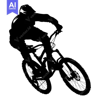 Premium design asset: Silhouette of a Mountain Biker in Mid-Air