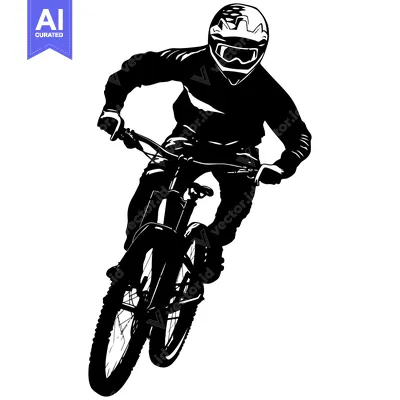 Aset premium populer: Silhouette of a Mountain Biker in Action