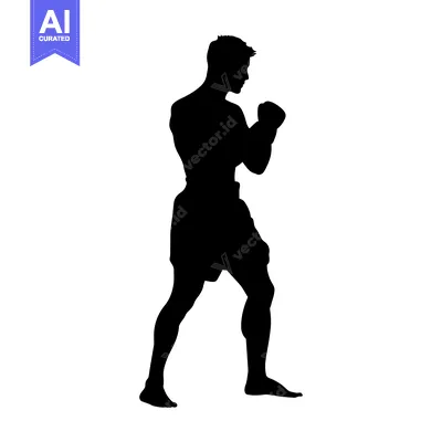 Premium design asset: Silhouette of a Male Boxer in a Fighting Stance