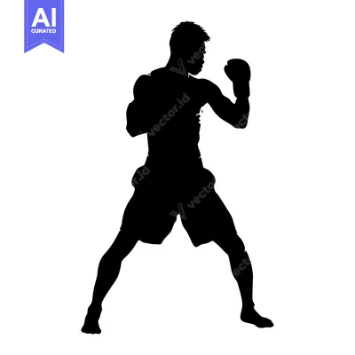 Aset premium populer: Silhouette of a Boxer in a Fighting Stance