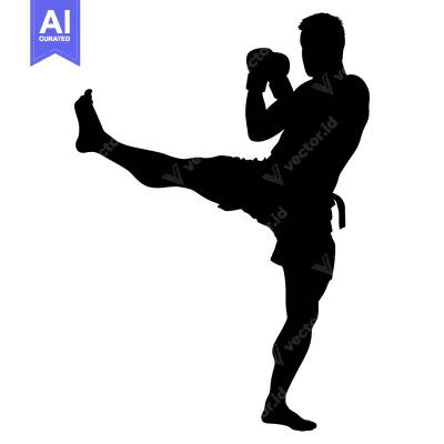 Aset premium populer: Silhouette of a Boxer Throwing a Kick