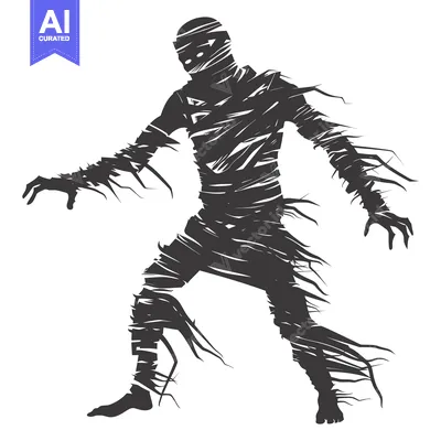 Silhouette of a Mummy with Wrinkled Bandages