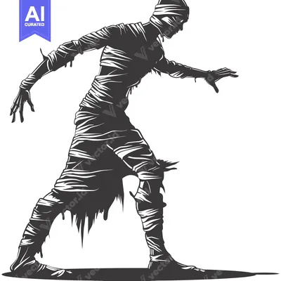 Premium design asset: A Silhouette of a Mummy Walking Forward