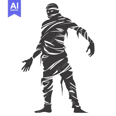Aset desain premium: Silhouette of a Mummy with Bandaged Body