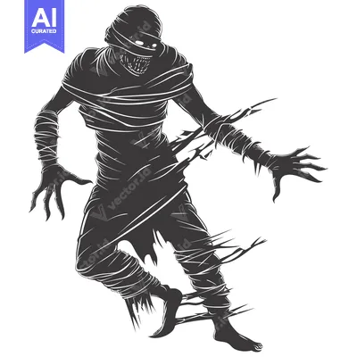 Popular premium asset: A Silhouette of a Ferocious Mummy with Ripped Bandages