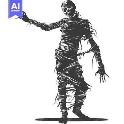 Premium design asset: A Silhouette of a Mummy with One Arm Outstretched