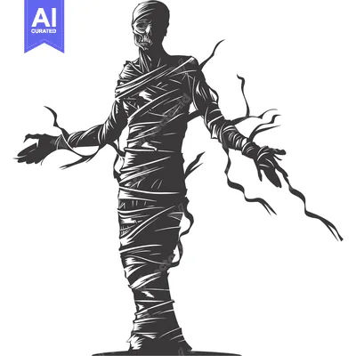 Aset premium populer: A menacing mummy figure wrapped in bandages with outstretched arms