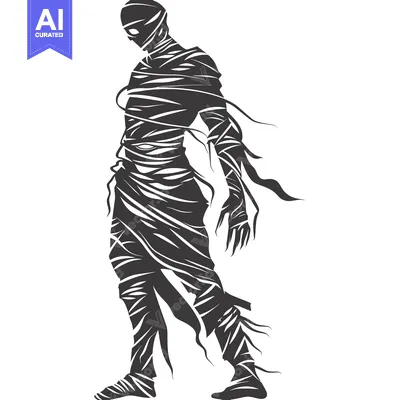 Aset premium populer: A Silhouette of a Mummy Walking with a Bandaged Body