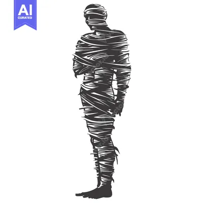 Popular premium asset: A Silhouetted Mummy Figure Wrapped in Bandages