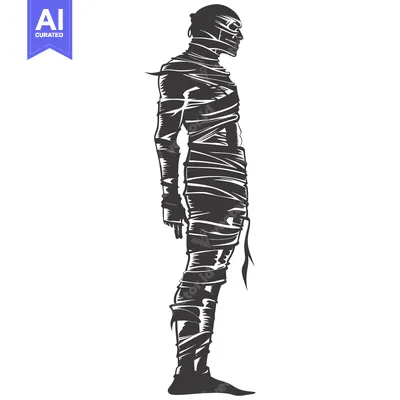 Aset premium populer: A Silhouetted Mummy Figure Wrapped in Bandages