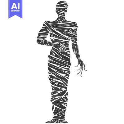 Aset desain premium: Silhouette of a Mummy Wrapped in Bandages