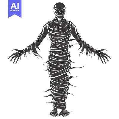 Aset premium populer: A Standing Mummy with Exposed Skull and Extended Arms