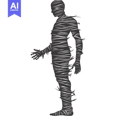 Aset premium populer: Silhouette of a Mummy Figure with Detailed Bandages