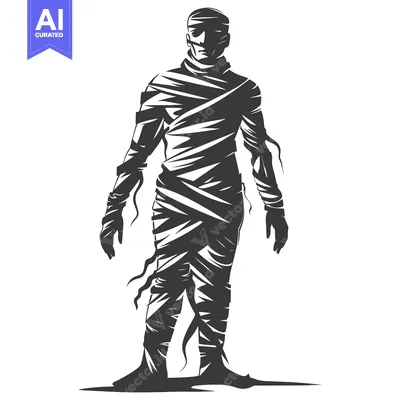 A Silhouetted Mummy Standing with Hands at Its Sides