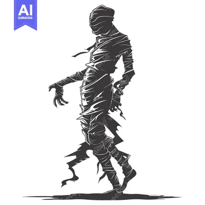 Aset premium populer: Silhouette of a Mummy Walking on a White Background