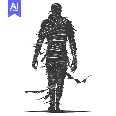 Premium design asset: Silhouette of a Mummy with Bandaged Body and Hands