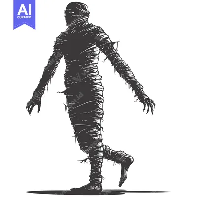 Aset premium populer: Walking Mummy Silhouette with Bandaged Body