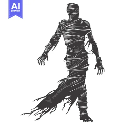 Silhouette of a Mummy with Ripped Bandages