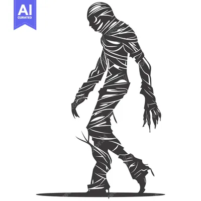 Aset desain premium: Silhouette of a Walking Mummy with Bandages