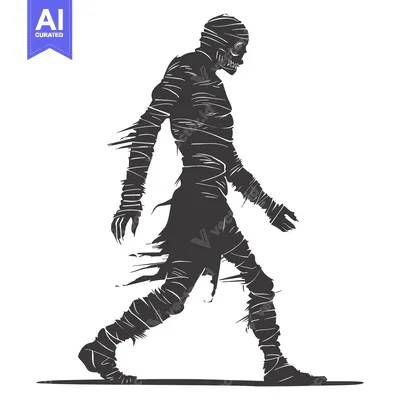 Premium design asset: Silhouette of a Walking Mummy with Bandages