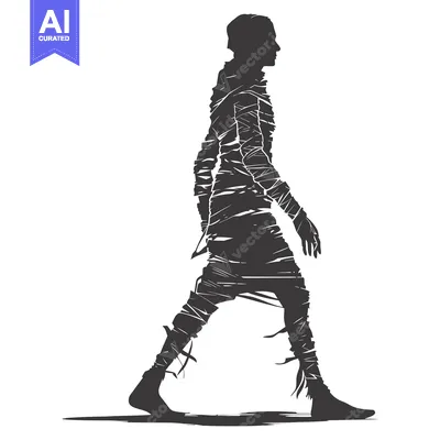 Aset premium populer: Silhouette of a Mummy Walking in Profile
