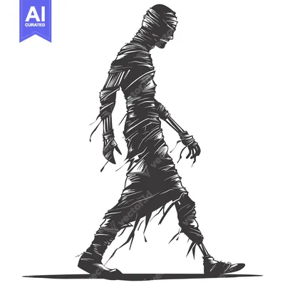 Aset premium populer: Silhouette of a Walking Mummy Figure