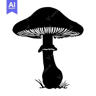Black and White Silhouette of a Mushroom