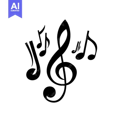 Aset premium populer: Treble Clef and Music Notes on a White Background