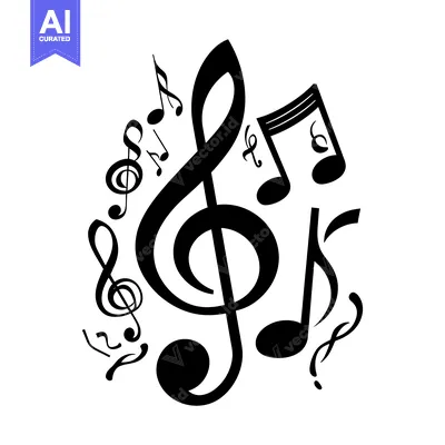 Treble Clef Surrounded by Multiple Music Notes