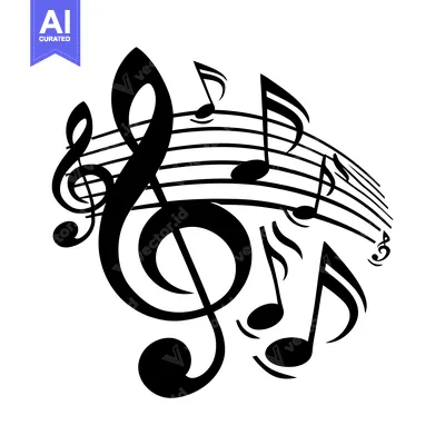 Premium design asset: Treble Clef and Music Notes on Staff